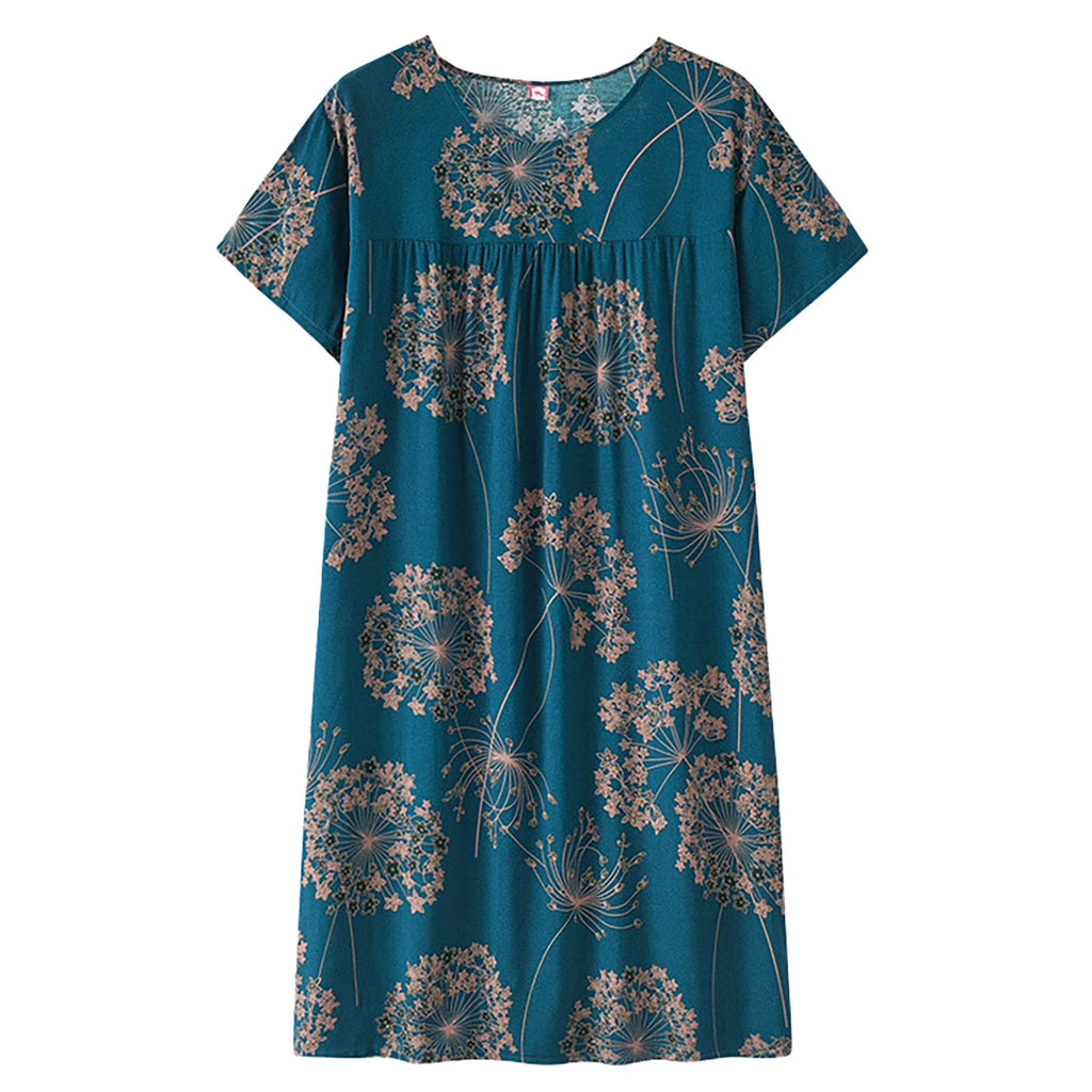 50% off Clear! Womens Tops Summer Cotton Silk Short Sleeved Sleep Dress for Middle Women New Loose Fitting Home Wear Elderly Sleepwear plus Size Dress