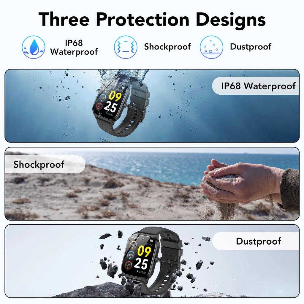 New Smart Watch Fits for Android and Iphone, 1.85 Inch Fitness Tracker, Men Women'S Smartwatch with Answer/Make Calls/Message Reminder/112+ Sports Modes, IP68 Waterproof, for Gift Black