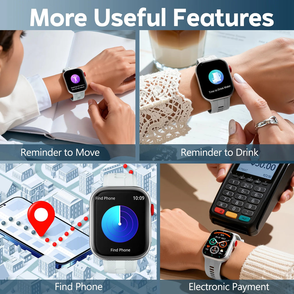 2.01 Inch Smart Watch for Android and Iphone, Smartwatch for Women Men with 120+ Sports Modes, Fitness Trackers with Bluetooth Call / IP68 Waterproof, Best Gift, White