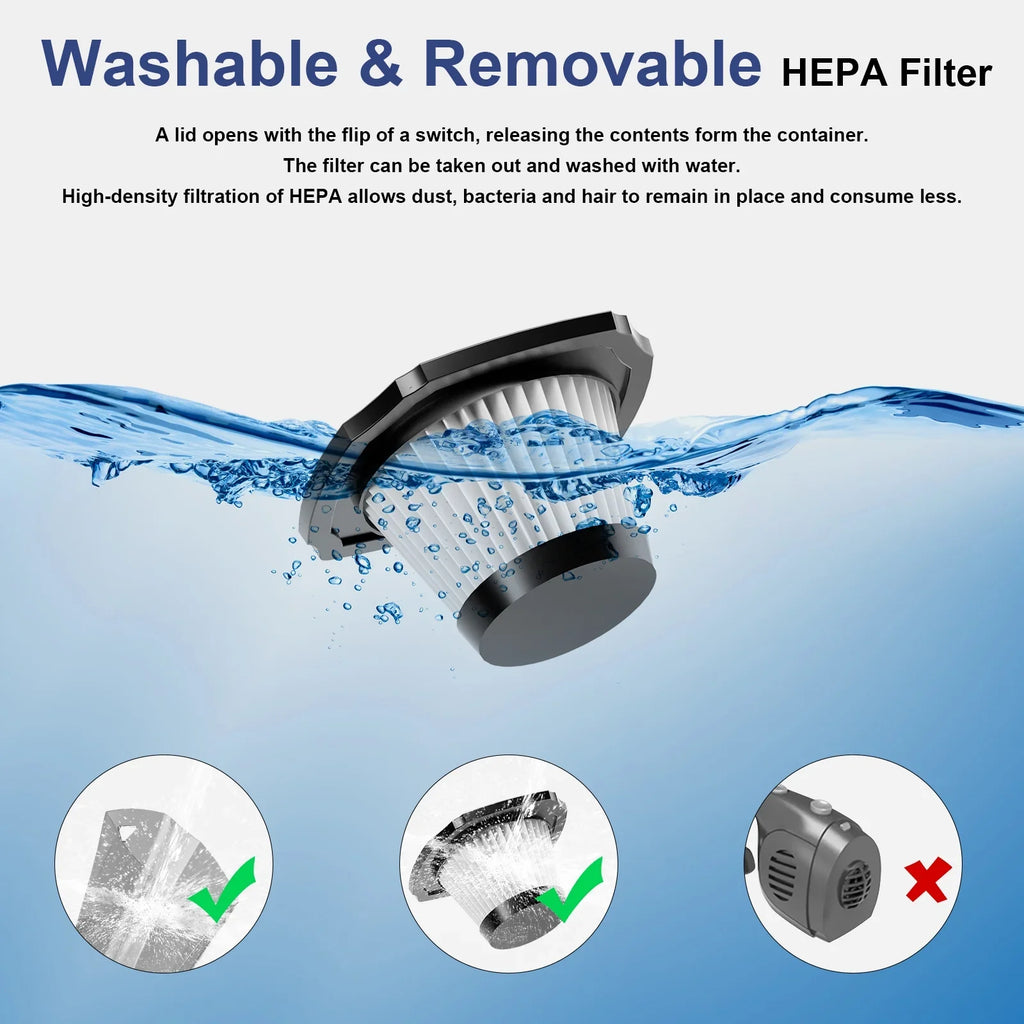 Portable Car Vacuum Cleaner,  Cordless Handheld Vacuum 7.5KPA Powerful Wet Dry Vac for Home Car Pet Hair