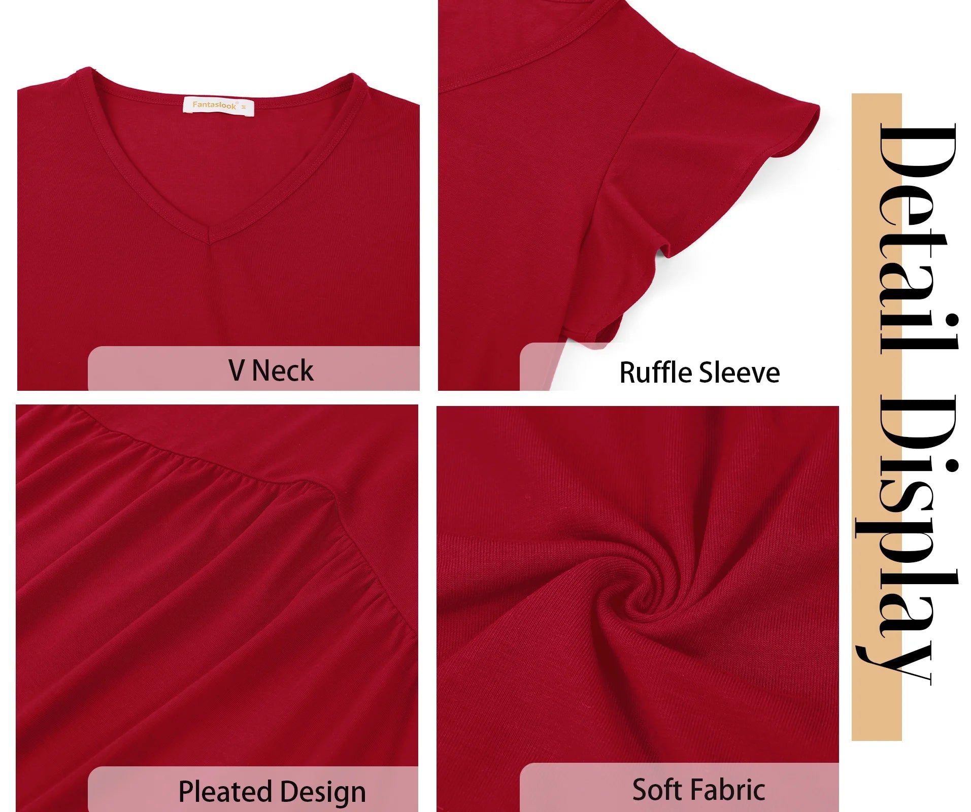 Womens Tops V Neck Short Sleeve Summer Shirts Babydoll Peplum Tops Tunic Dressy Casual Blouses