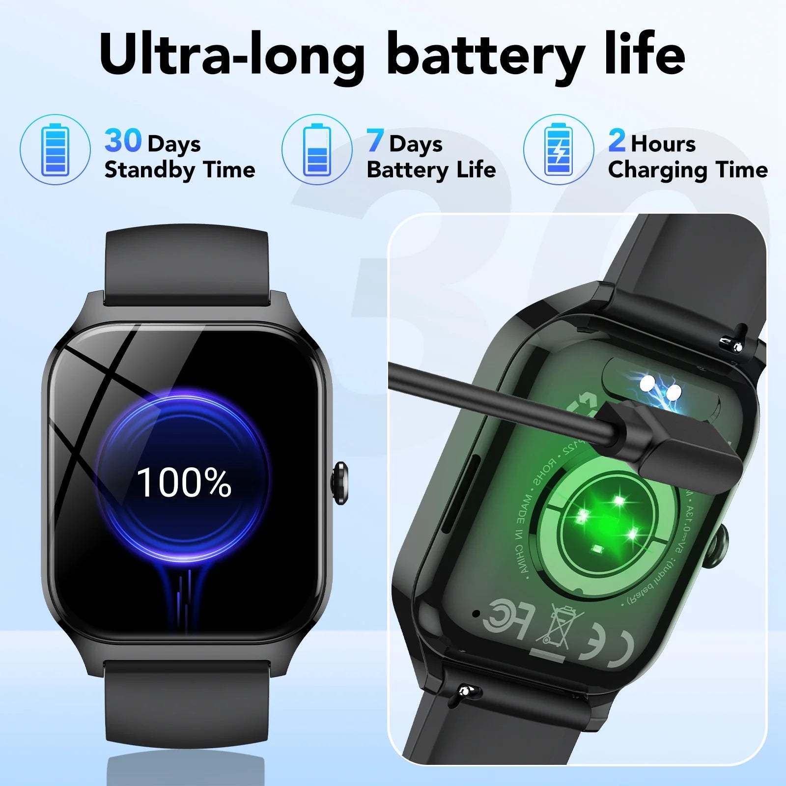 New Smart Watch Fits for Android and Iphone, 1.85 Inch Fitness Tracker, Men Women'S Smartwatch with Answer/Make Calls/Message Reminder/112+ Sports Modes, IP68 Waterproof, for Gift Black