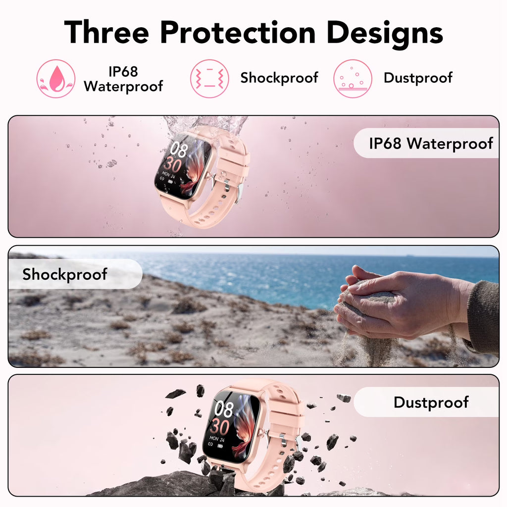New Smart Watch Fits for Android and Iphone, 1.85 Inch Fitness Tracker, Men Women'S Smartwatch with Answer/Make Calls/Message Reminder/112+ Sports Modes, IP68 Waterproof, for Gift Pink