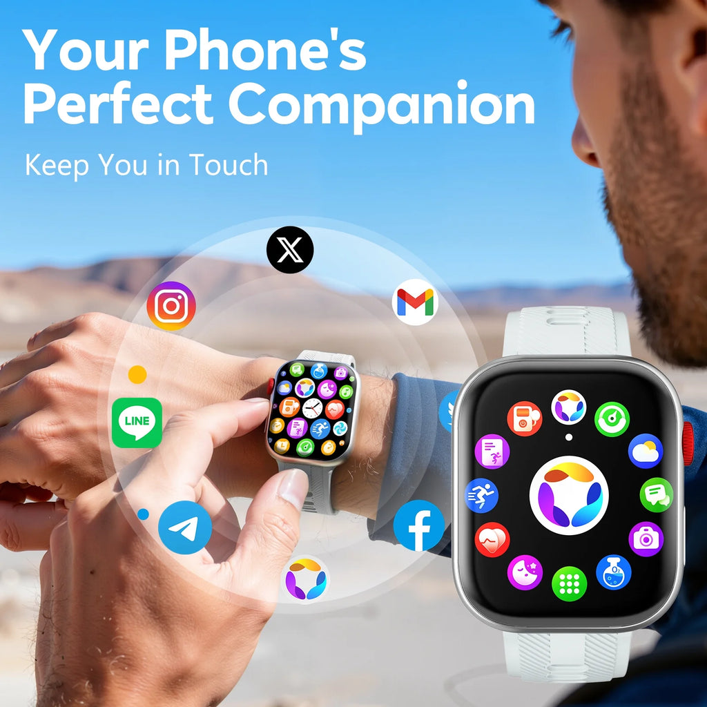2.01 Inch Smart Watch for Android and Iphone, Smartwatch for Women Men with 120+ Sports Modes, Fitness Trackers with Bluetooth Call / IP68 Waterproof, Best Gift, White