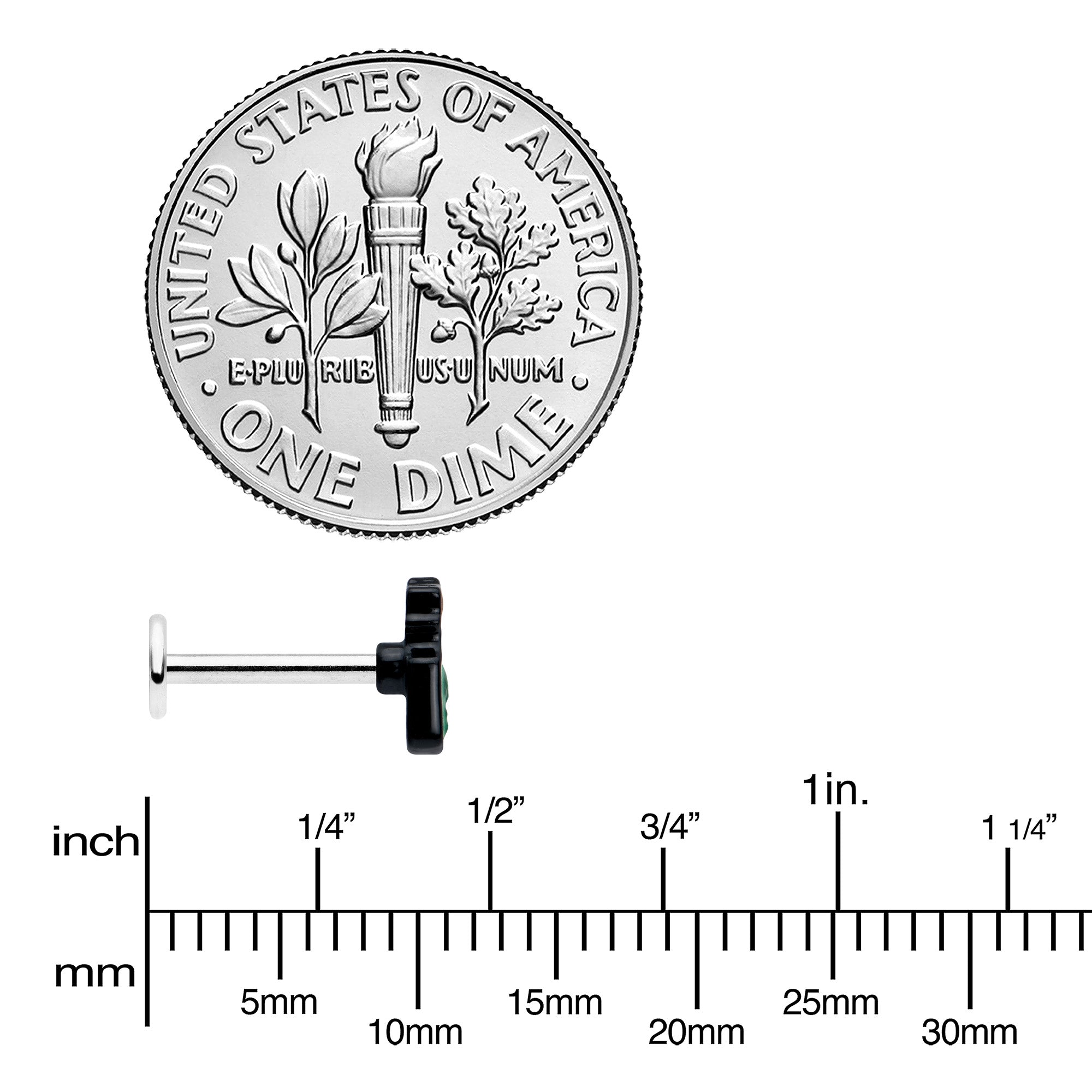 16G 5/16 Poison Green Bottle Glow in the Dark Labret Monroe Tragus