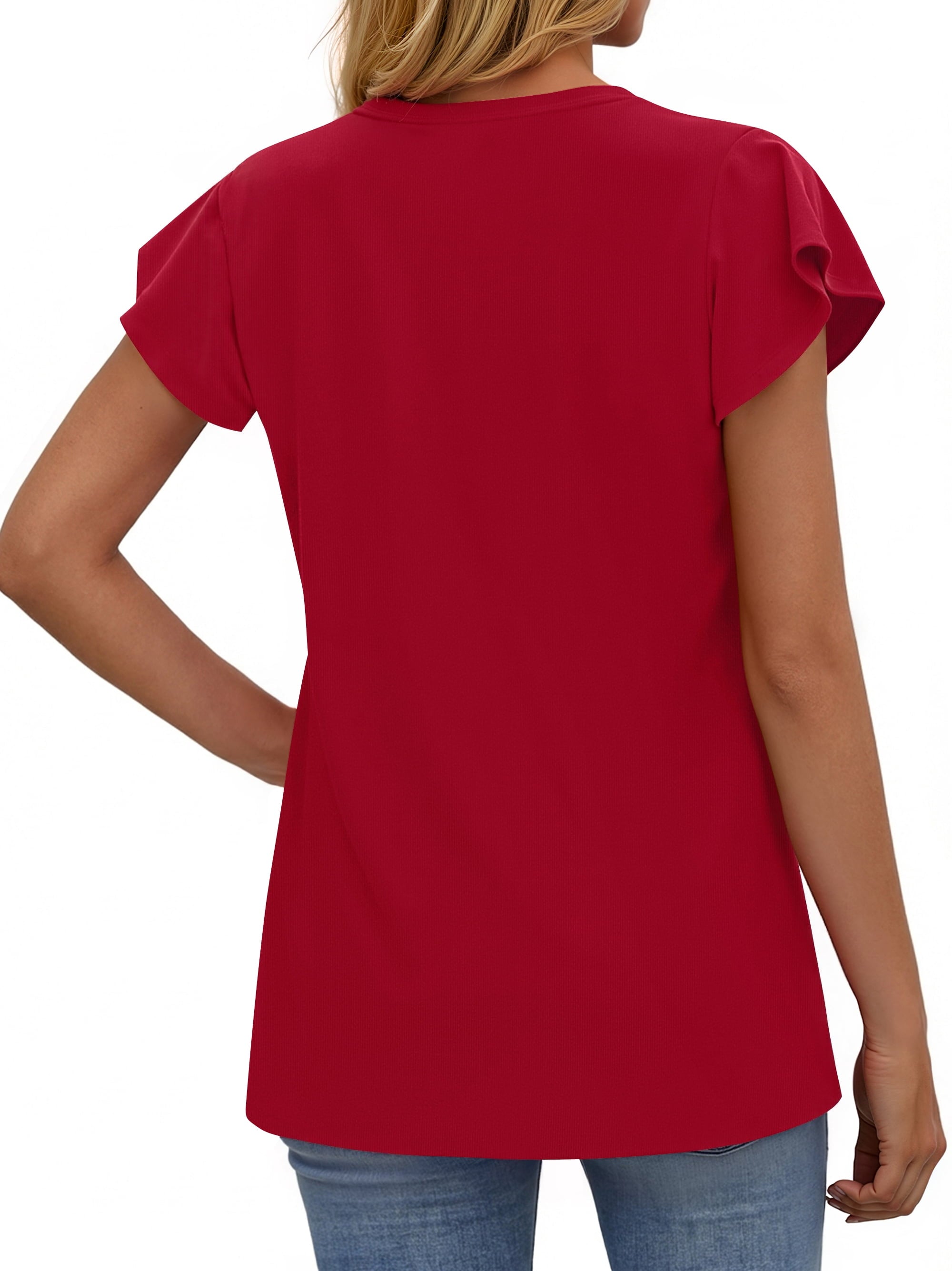 Womens Tops V Neck Short Sleeve Summer Shirts Babydoll Peplum Tops Tunic Dressy Casual Blouses