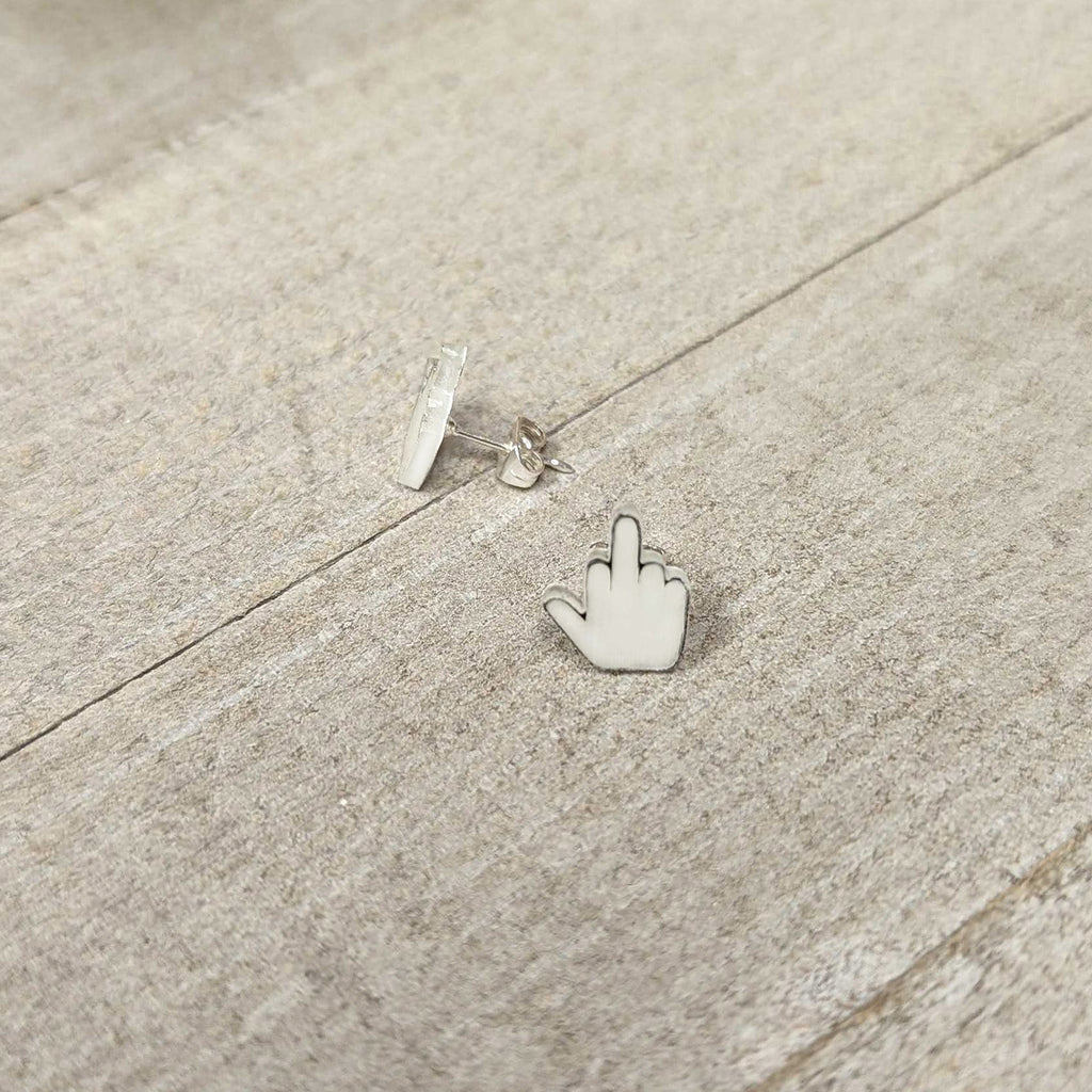 White Glow in the Dark Middle Finger Stud Earrings Set