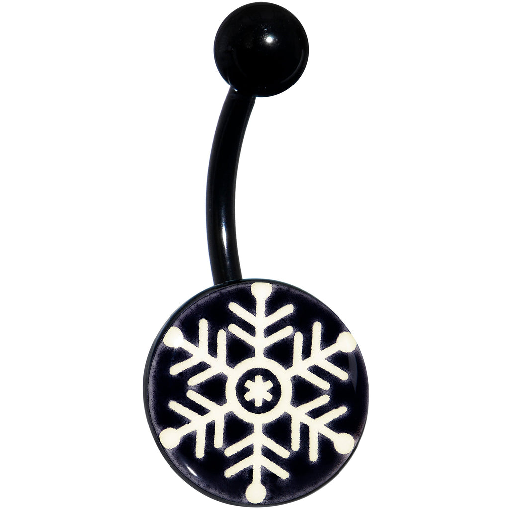 Black Glow in the Dark Holiday Snowflake Belly Ring by Onyx O
