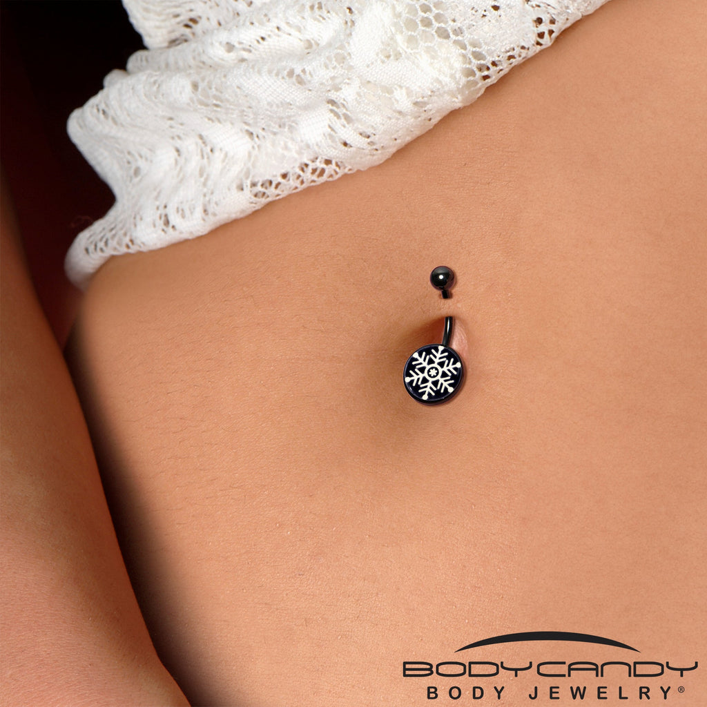 Black Glow in the Dark Holiday Snowflake Belly Ring by Onyx O
