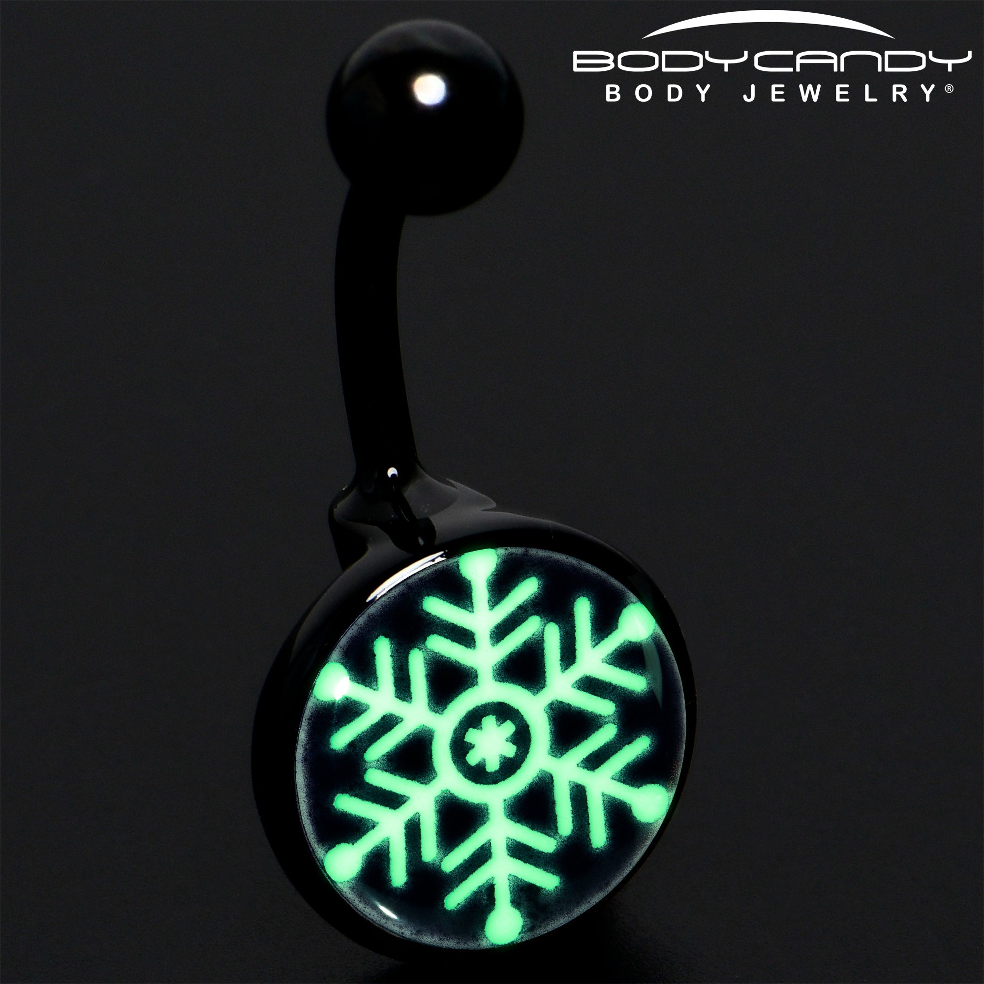 Black Glow in the Dark Holiday Snowflake Belly Ring by Onyx O