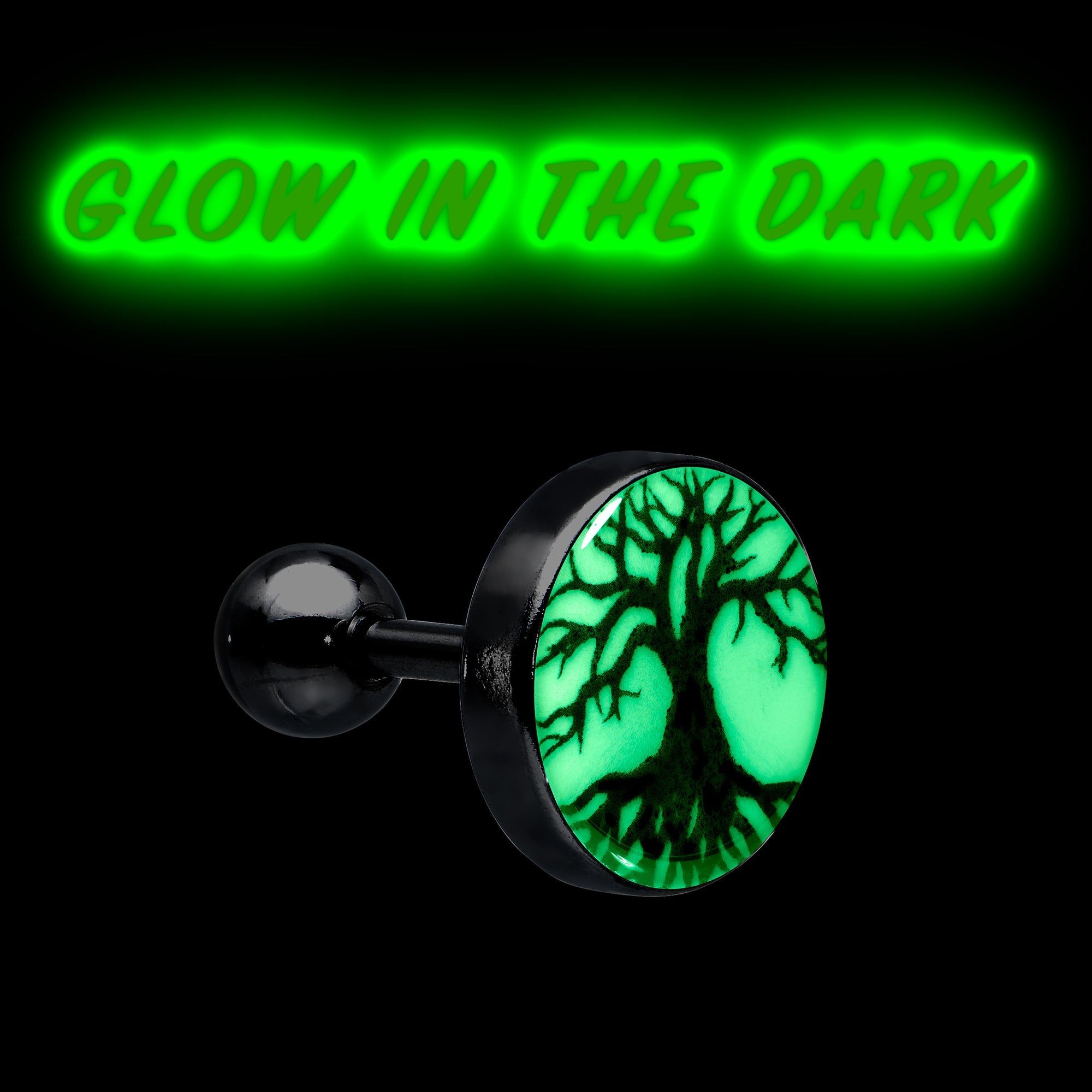 16G Glow in the Dark Tree of Life Tragus Cartilage Earring by Onyx O