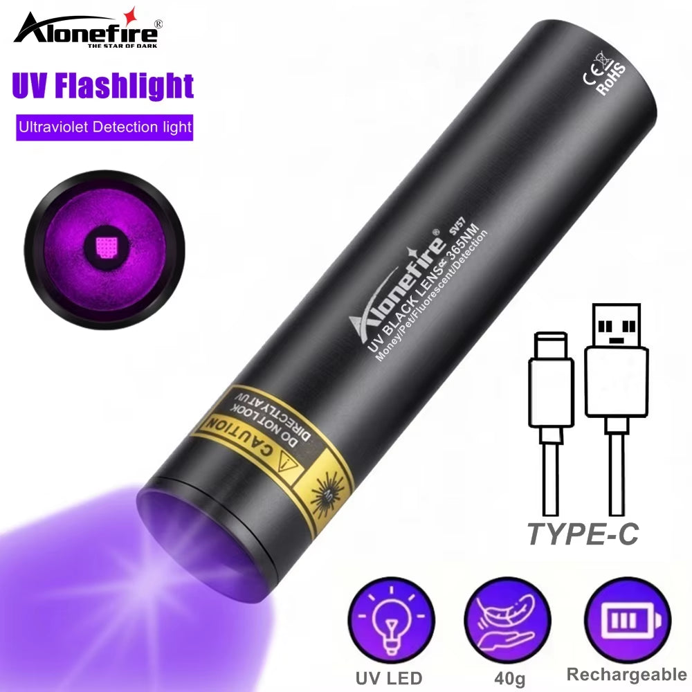 Mini 3W 365Nm UV Flashlight Charging Ultraviolet Blacklight Torch Manicures Catdog Urine Tinea Money Ore Scorpion Detection Lamp