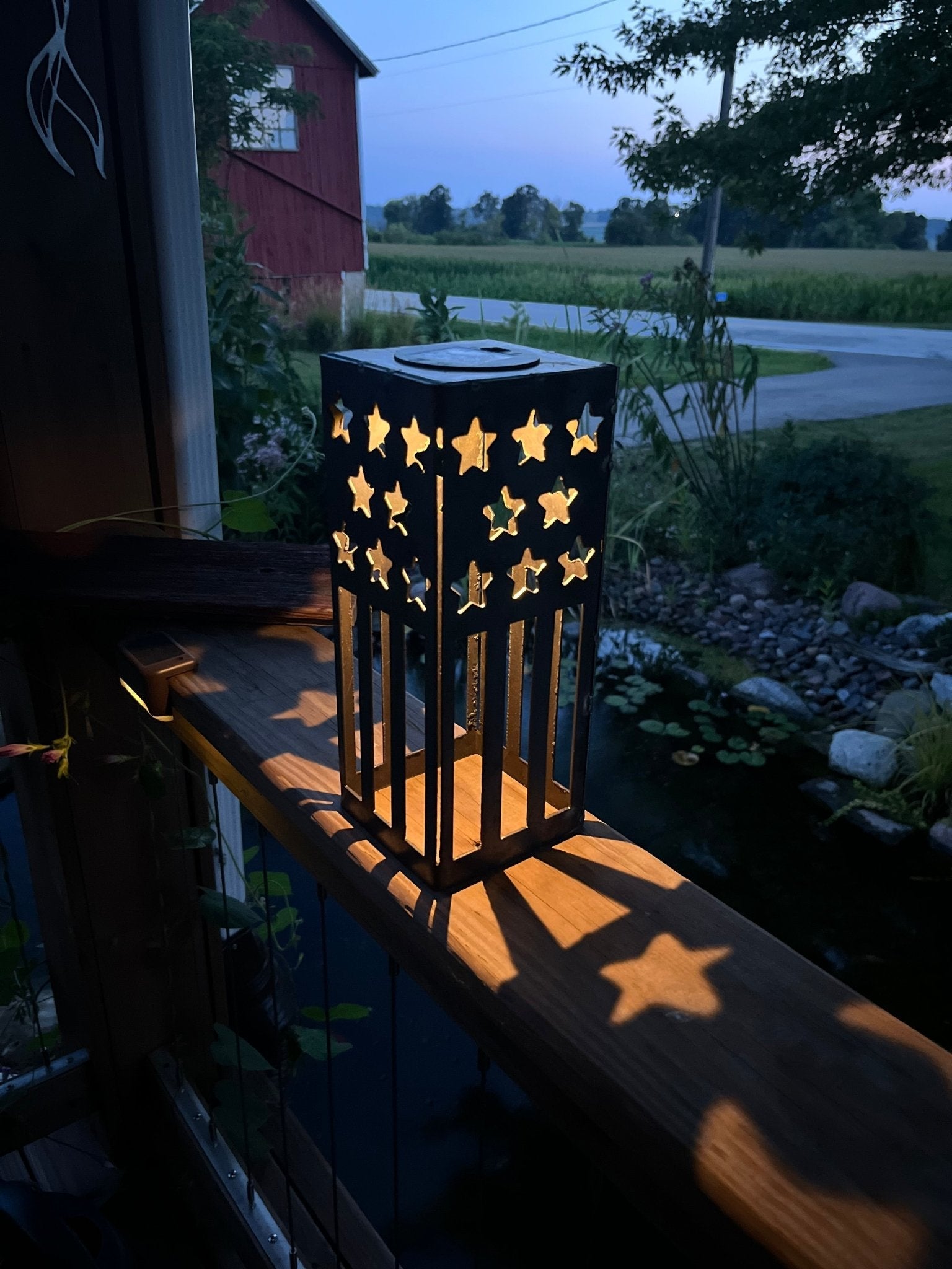 Patriotic USA Flag Steel Solar Luminary Lantern | 10.5 in.