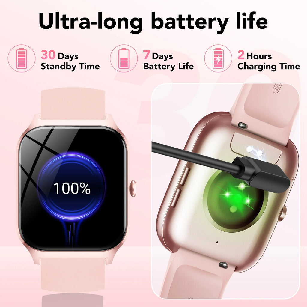 New Smart Watch Fits for Android and Iphone, 1.85 Inch Fitness Tracker, Men Women'S Smartwatch with Answer/Make Calls/Message Reminder/112+ Sports Modes, IP68 Waterproof, for Gift Pink