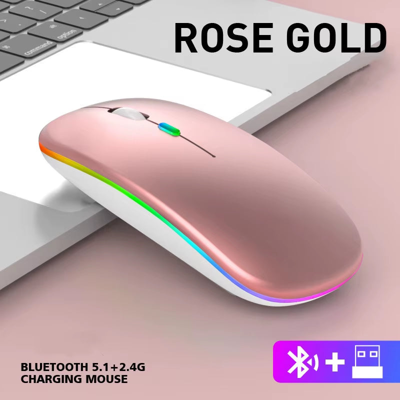 Tablet Phone Computer Bluetooth Wireless Mouse Charging Luminous 2.4G USB Wireless Mouse Portable Mouse