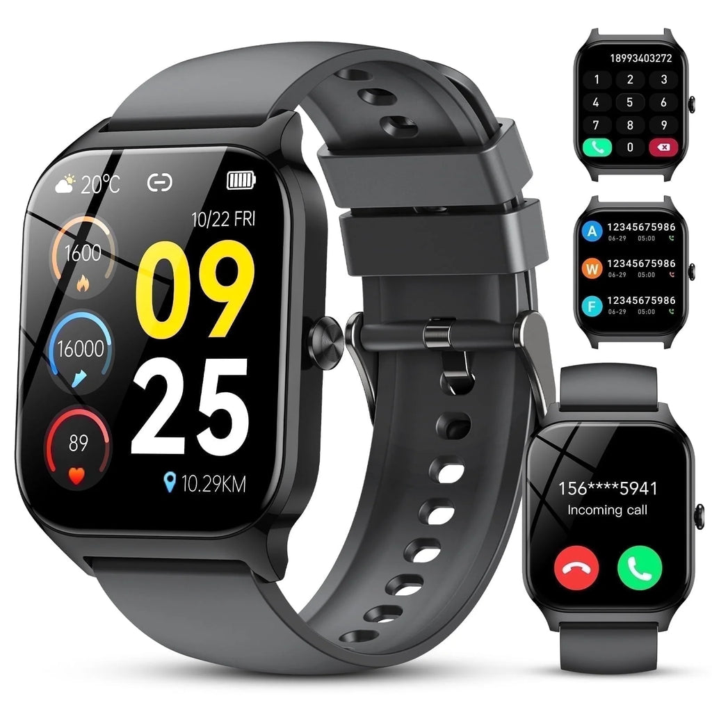New Smart Watch Fits for Android and Iphone, 1.85 Inch Fitness Tracker, Men Women'S Smartwatch with Answer/Make Calls/Message Reminder/112+ Sports Modes, IP68 Waterproof, for Gift Black