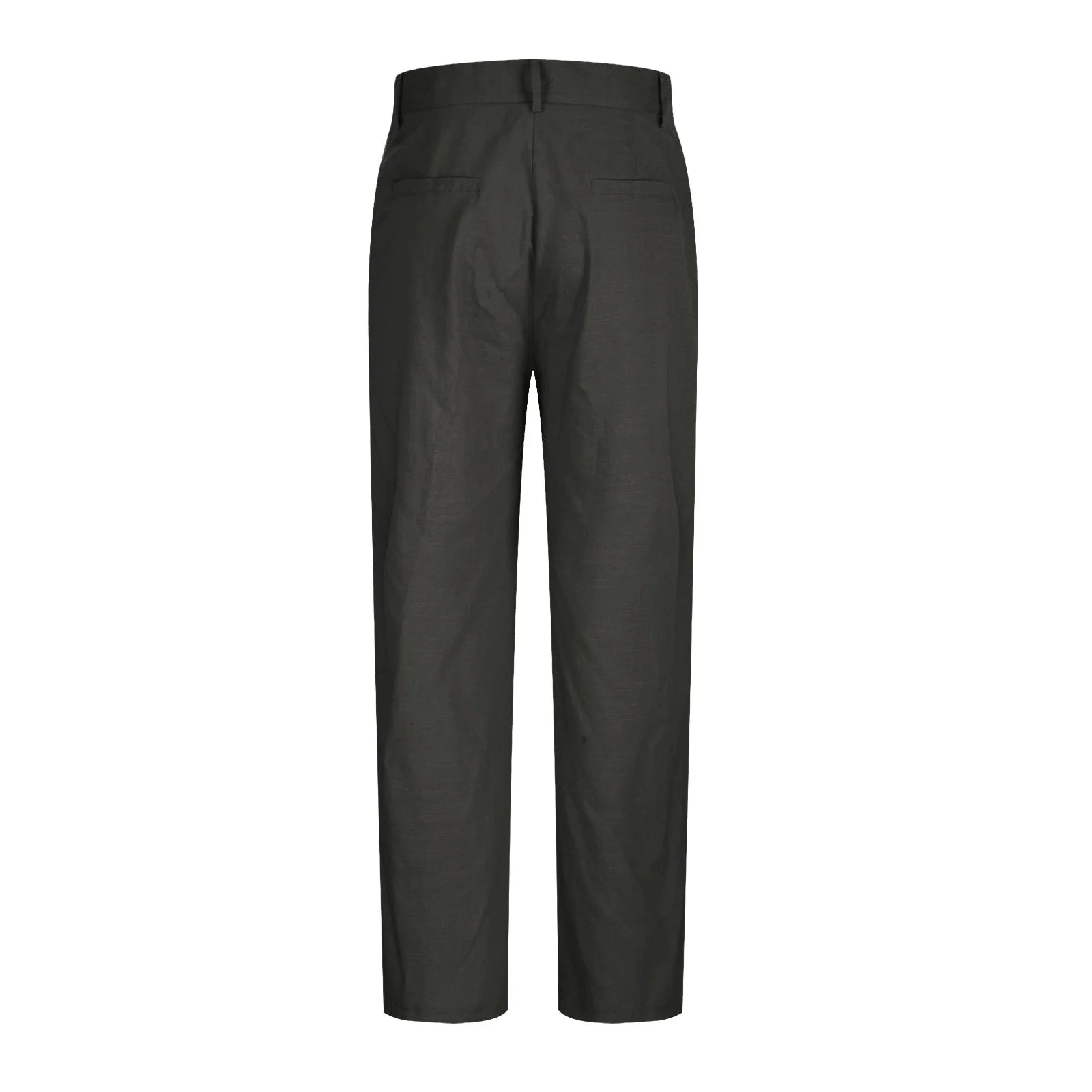 Pantalones De Algodón Y Lino Para Hombre Con Frente Plisado Pantalón De Pierna Recta Pantalones De Traje Color Sólido Pantalón De Oficina Pantalón De Lino Ligero