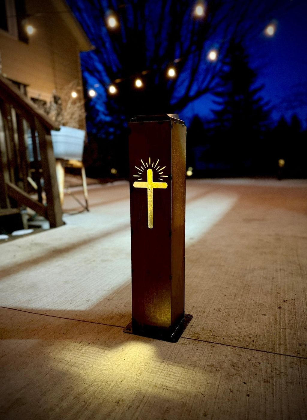 Eternal Light Solar Pillar - Steel Cross