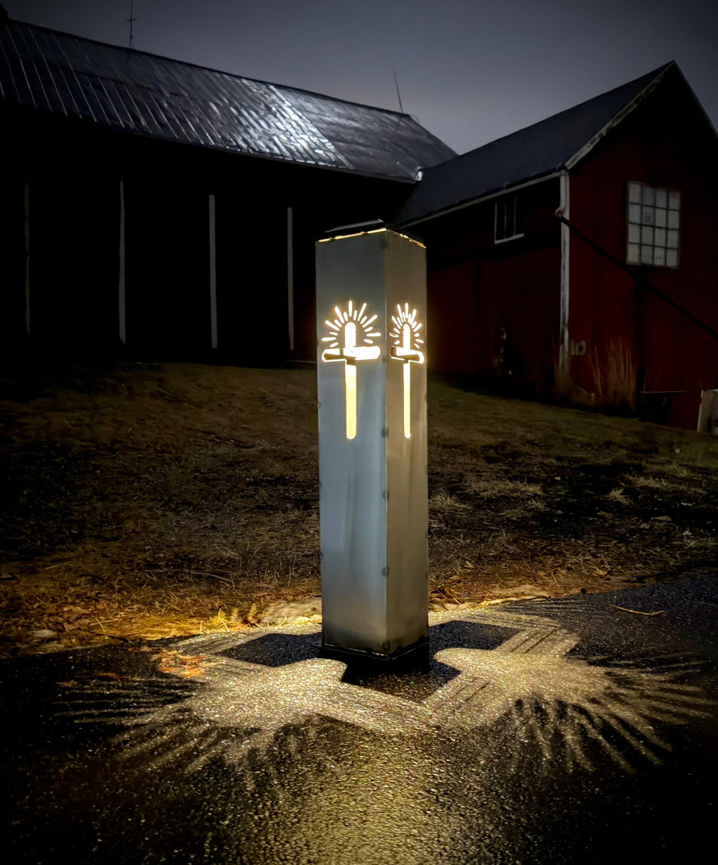 Eternal Light Solar Pillar - Steel Cross