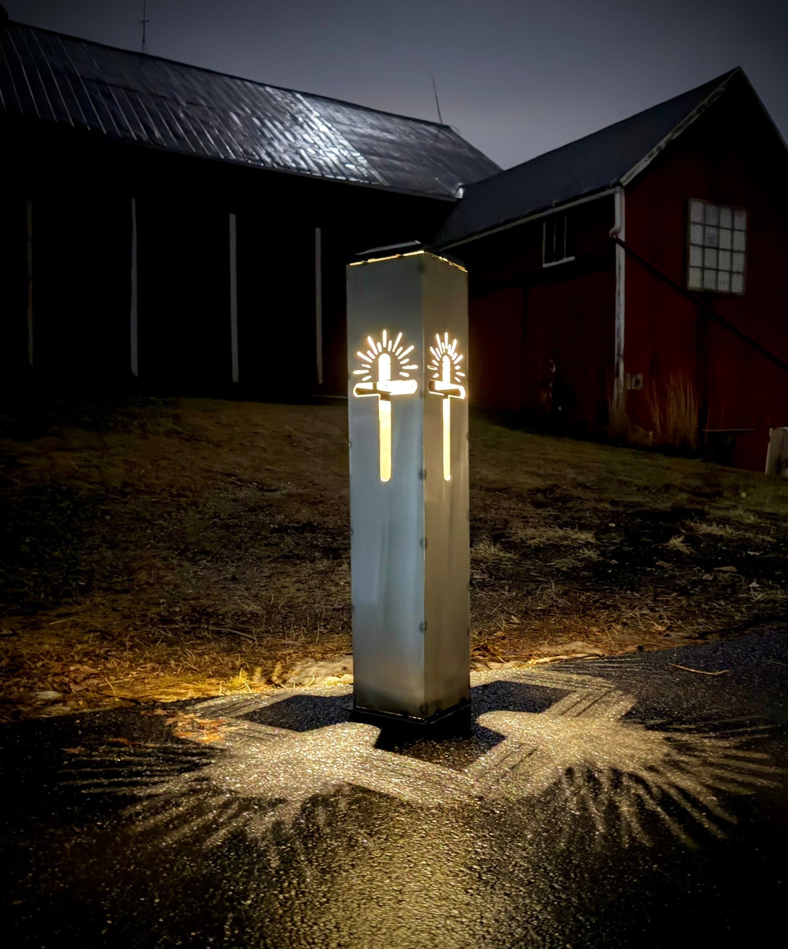 Eternal Light Solar Pillar - Steel Cross